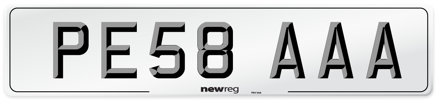 PE58 AAA Number Plate from New Reg